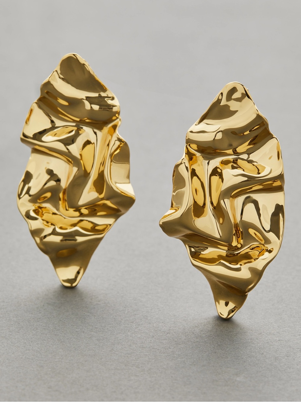 Alexis Bittar Large Gold Crumpled Post Earrings